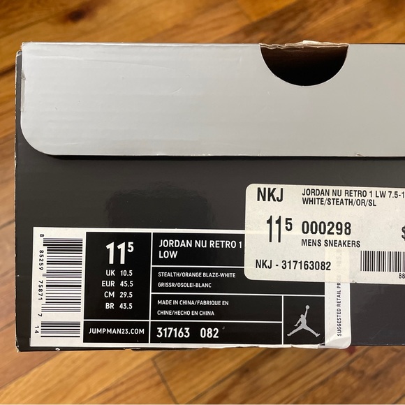 2007 Air Jordan Nu Retro 1 Low ‘Stealth Orange Blaze’ Size 11.5M Used W/ Box - Picture 9 of 9